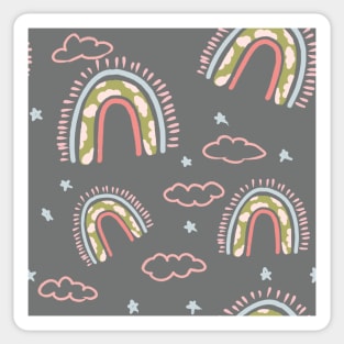 cute boho rainbow pattern grey Sticker